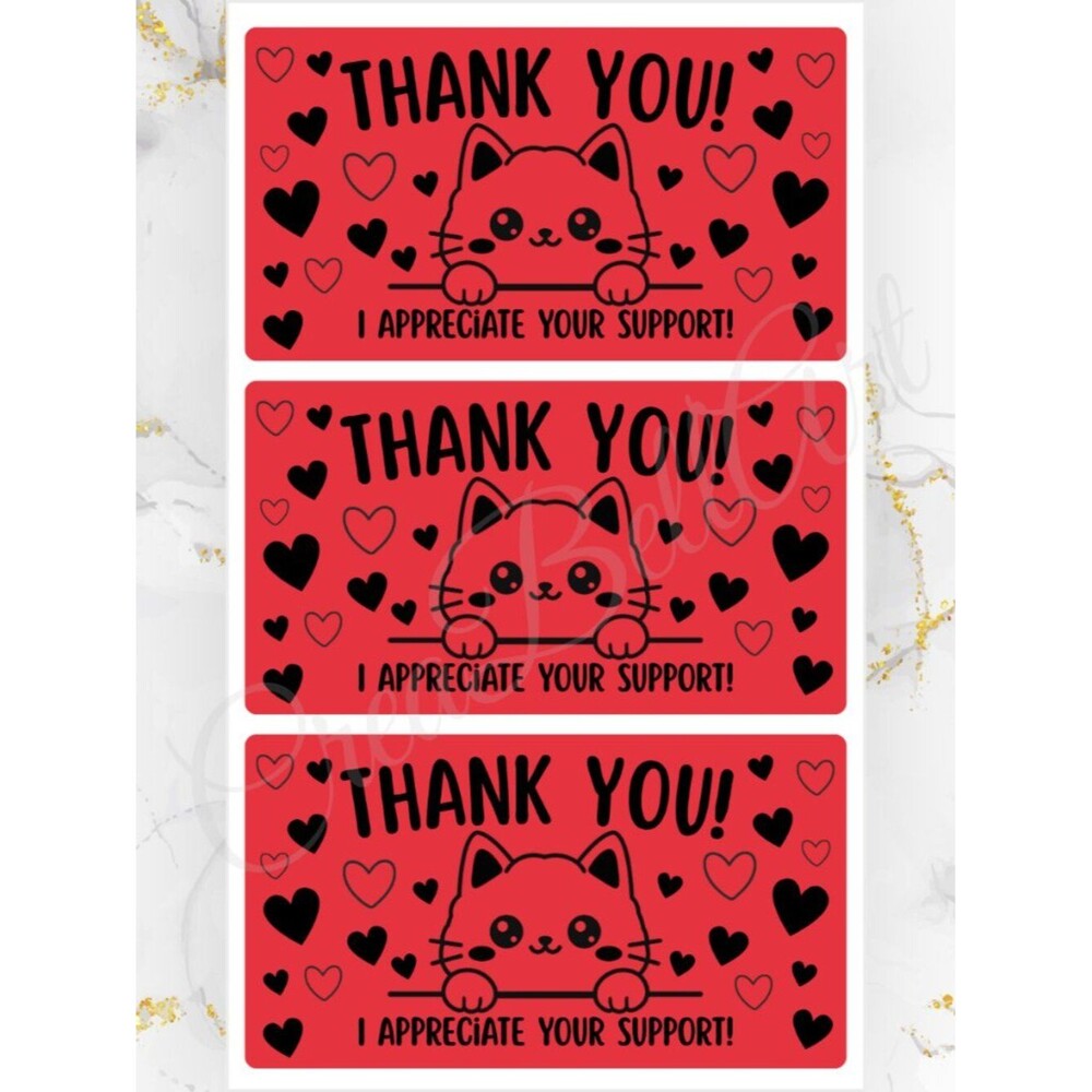 100 Cute Cat Thank You Stickers for Packaging | Small Business Labels